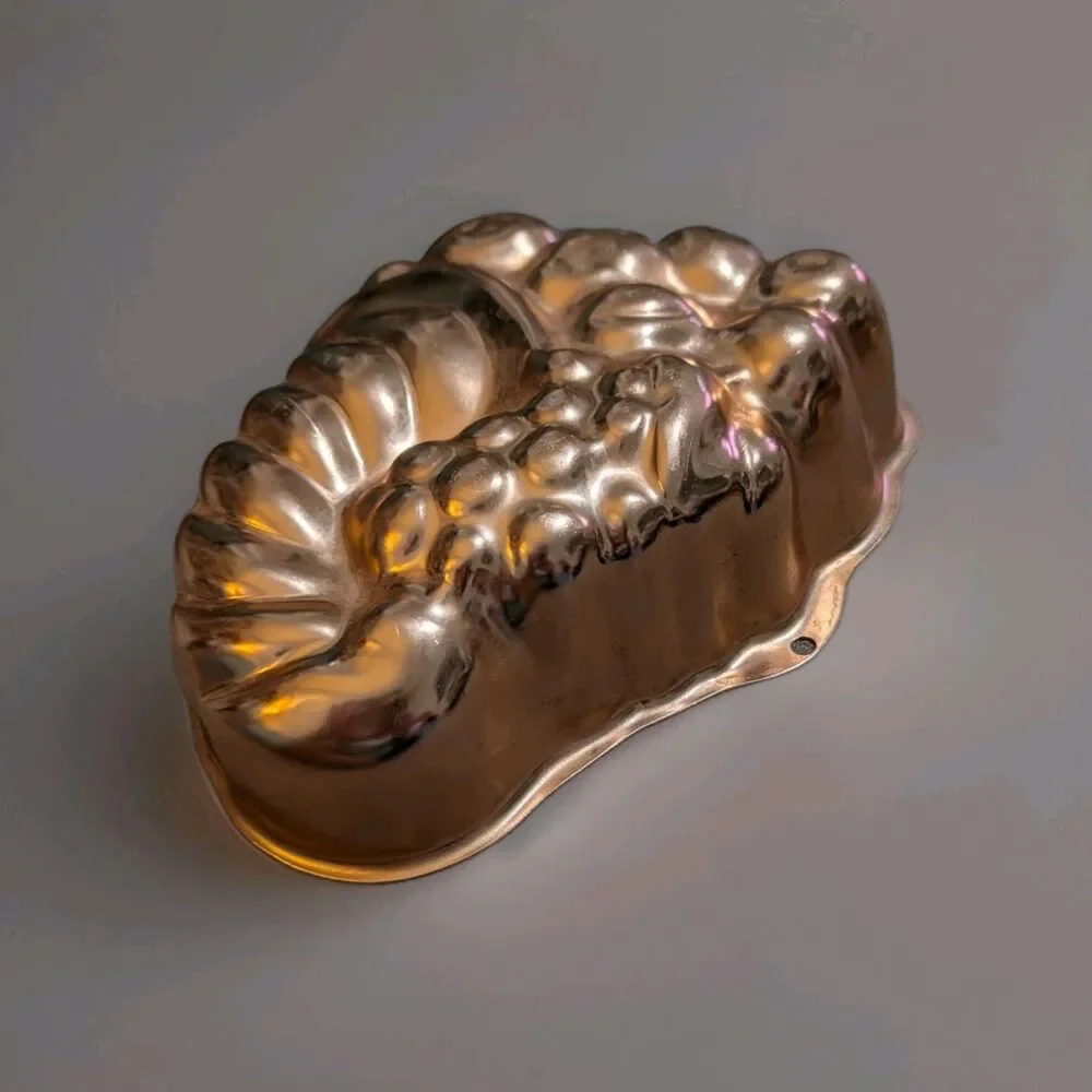 Vintage Wear-Ever Copper Aluminum Jello Mold Fruit Basket 6 Cup Pan 2977